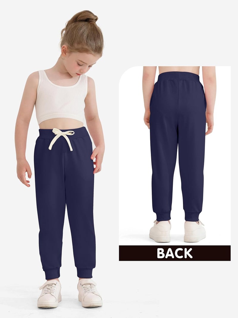 Resinta 4 Pack Toddler Girls Sweatpants Girls Athletic Jogger Pants with Drawstring Pockets Kids Casual Pull On Pants - Image 4